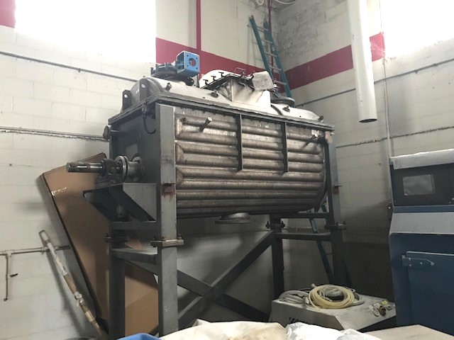 ***SOLD*** used 70 Cu.Ft. Jacketed Vacuum Dryer, Ribbon Blender, built by Expert Ind. Hastelloy C276.  Internal rated Full Vacuum @300 Deg.F. 304SS Jacket rated 70 PSI @ 300 Deg.F.  Trough is 95